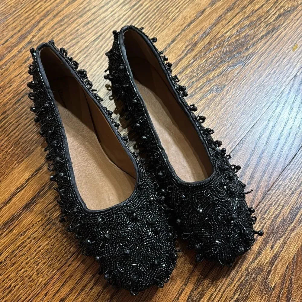 Free People Black Beaded Flats Free People Weekends Out Embellished Flats